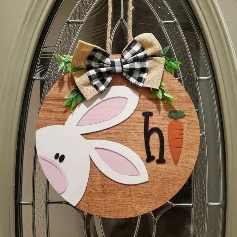 Handmade Easter "hi" Door Sign